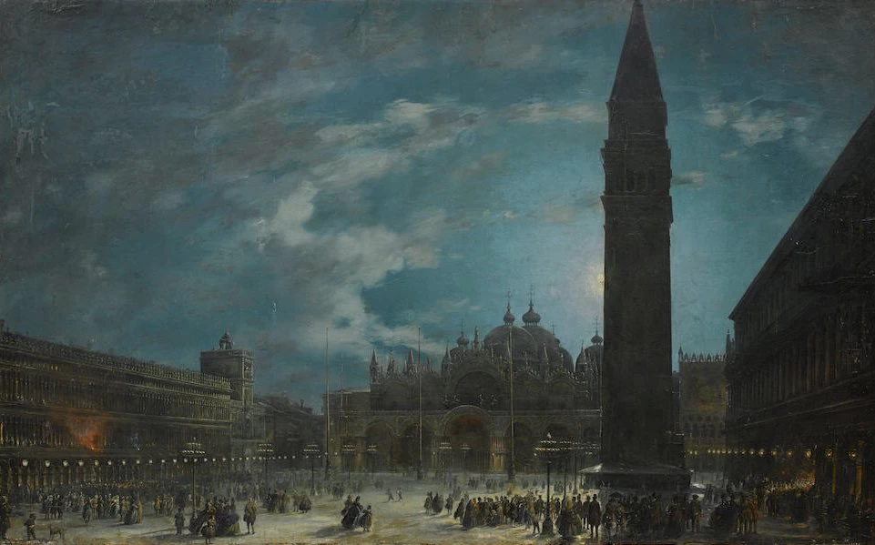 La Piazza San Marco, Venezia, nelle prime ore dell'ultima sera di carnevale, 1865